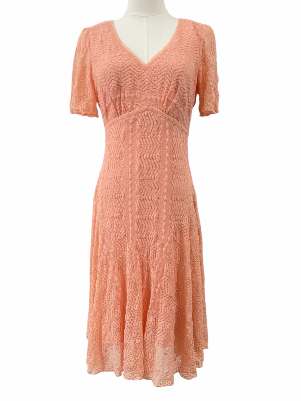 Rabbit Rabbit Rabbit Peach Lace Fit & Flare Dress 6 Fairy Romantic